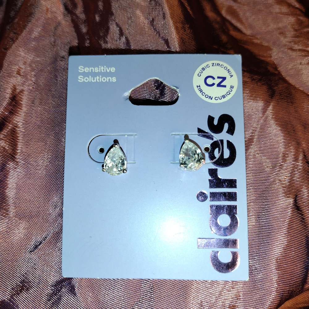 Claire's Cubic Zirconia Teardrop Earrings Sensitive Solutions Collection